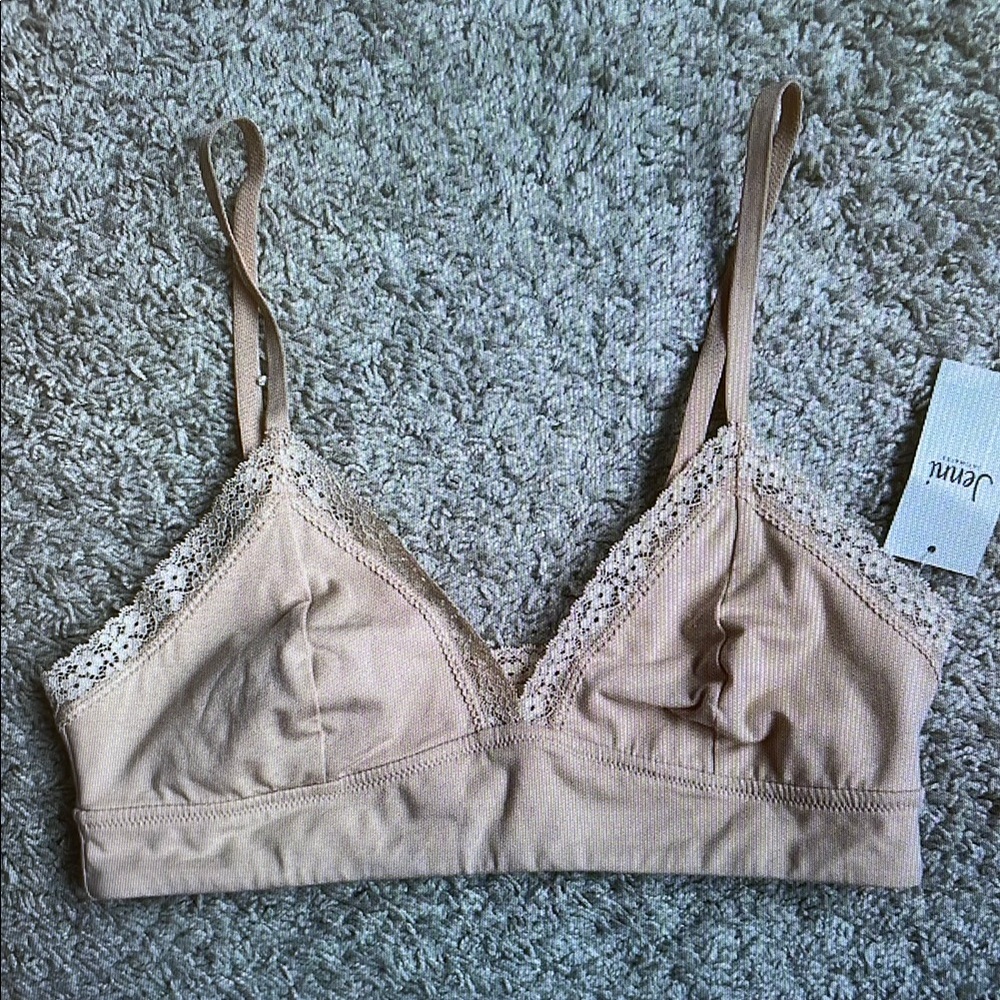 Women's Lace Trim Bralette - Cream